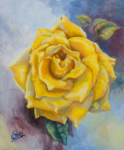 The Golden rose of Hope  - a Paint Artowrk by Christine Shirley